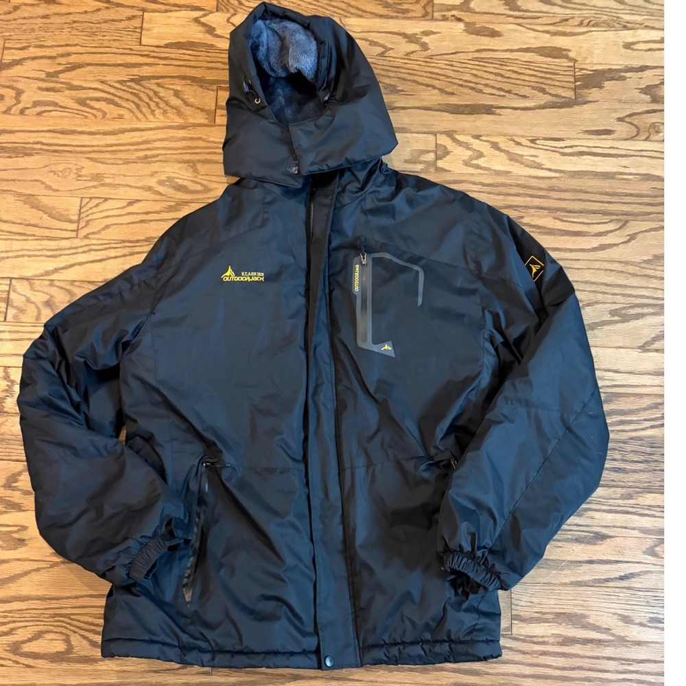Outdoorjack V.T.AOR 159 Mens 2XL Black Waterproof Hooded Fleece Lined Jacket